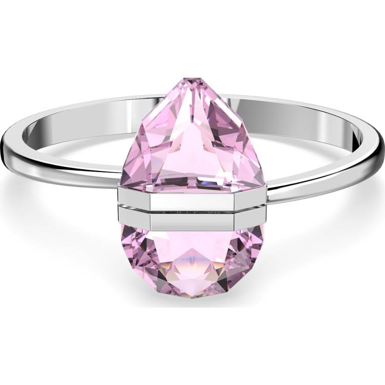 Swarovski Lucent Stainless Steel Pink Oversized Crystal Magnetic Bangle - Medium