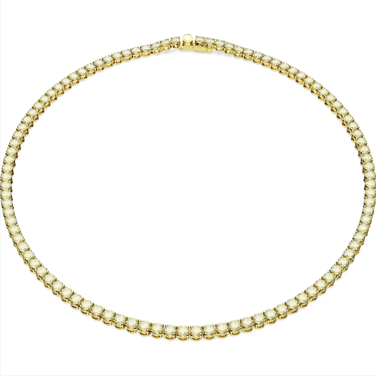 Swarovski Matrix Yellow Gold Tone Plated Round Yellow Crystal Tennis Necklace - Gold