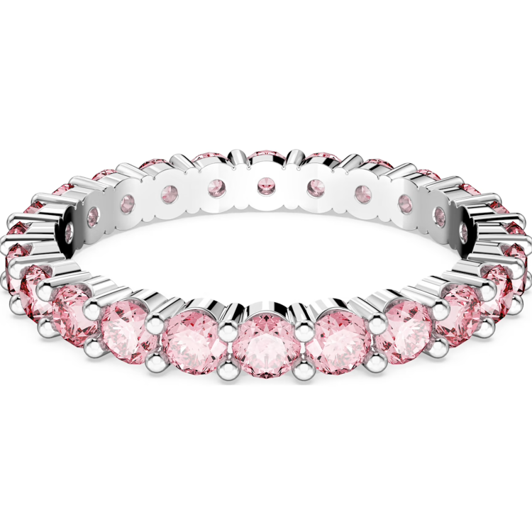 Swarovski Matrix Rhodium Plated Pink Crystal Ring 52 - Silver
