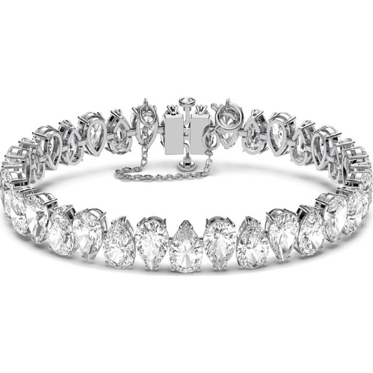 Swarovski Millenia Rhodium Plated White Crystal Pear Cut Bracelet - Silver