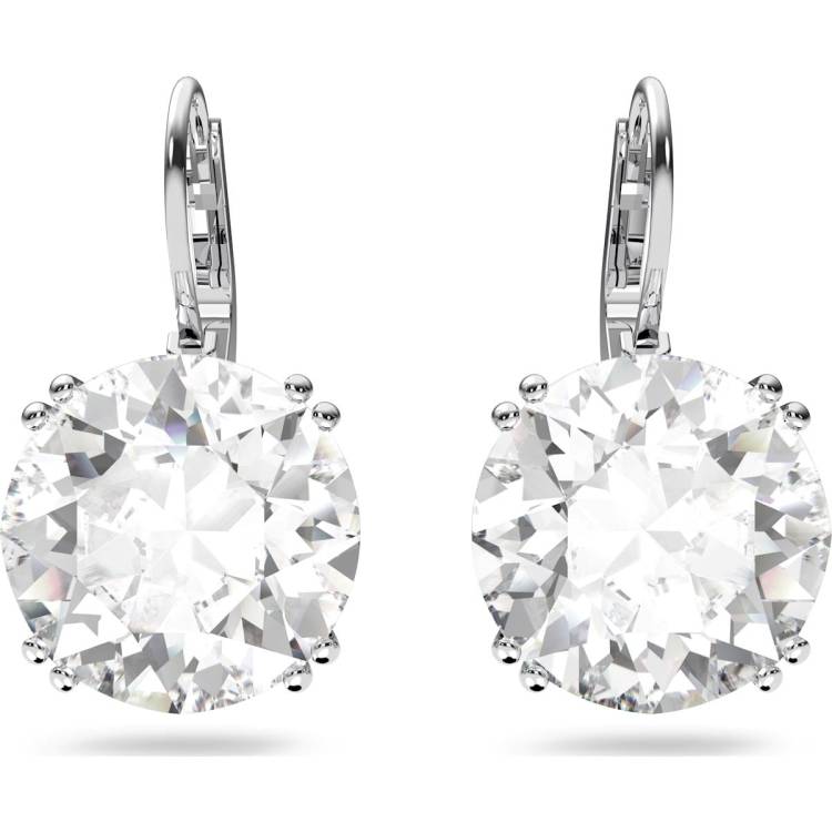 Swarovski Millenia Rhodium Plated White Crystal Round Drop Earrings - Silver