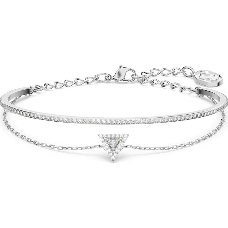 Swarovski Ortyx Rhodium Plated Large White Crystal Triangle Bracelet - Silver