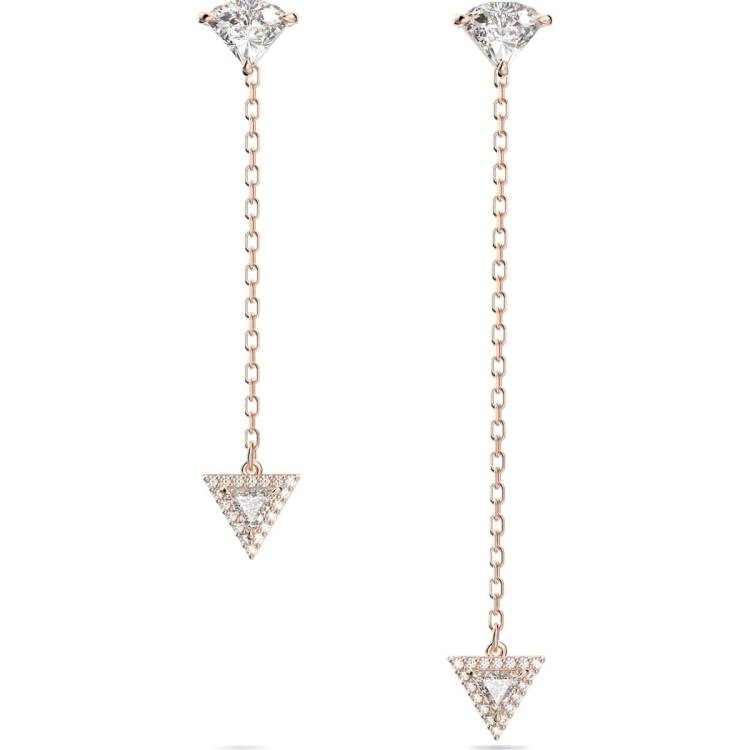 Swarovski Ortyx Rhodium Plated White Crystal Asymmetric Drop Earrings - Gold