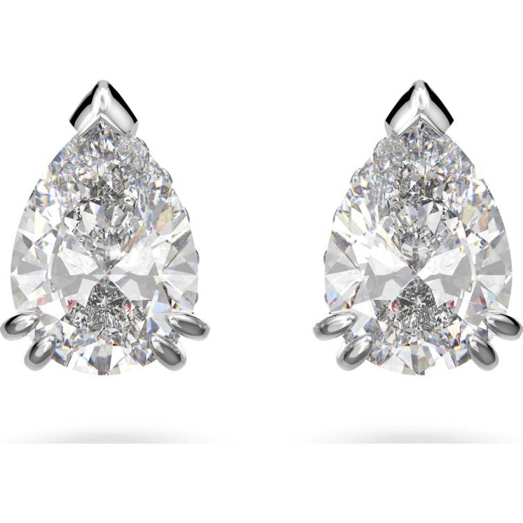 Swarovski Millenia Rhodium Plated White Crystal Pear Cut Earrings - Silver