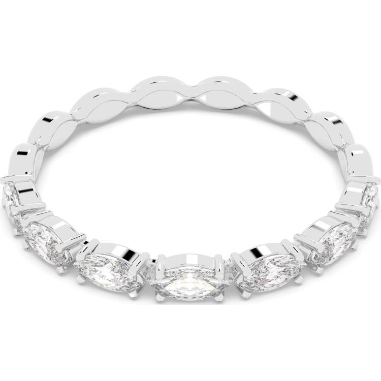 Swarovski Vittore Rhodium Plated White Crystal Marquise Cut Ring Size 50 - Silver