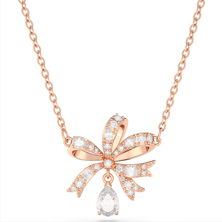 Swarovski Volta Rose Gold Tone Plated Large Octagon White Crystal Necklace - Gold