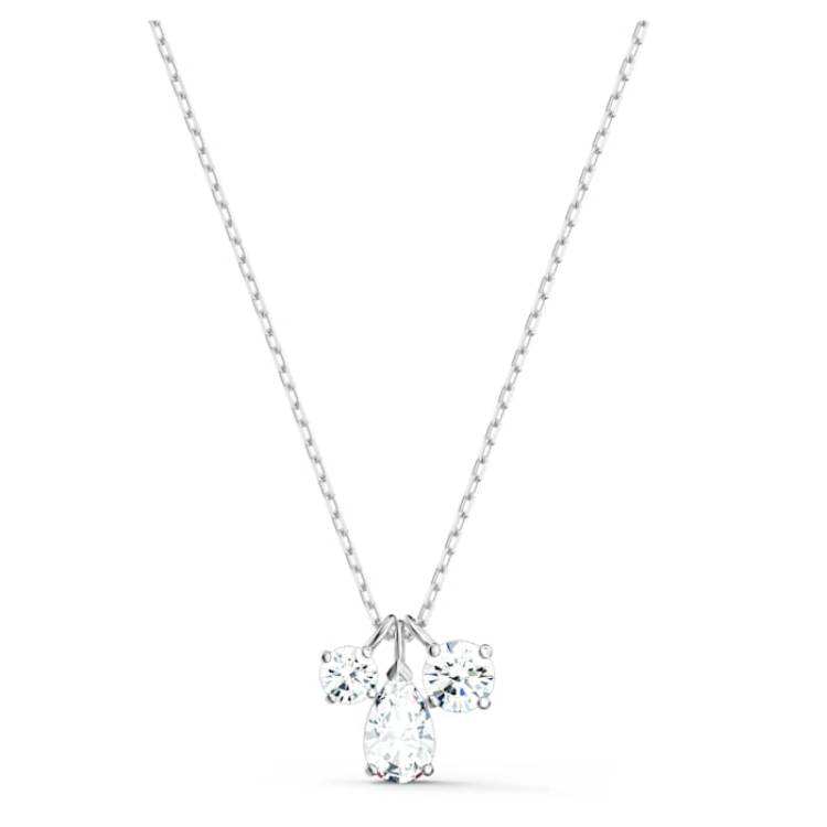 Swarovski Attract Rhodium Plated White Crystal Three Stone Pendant