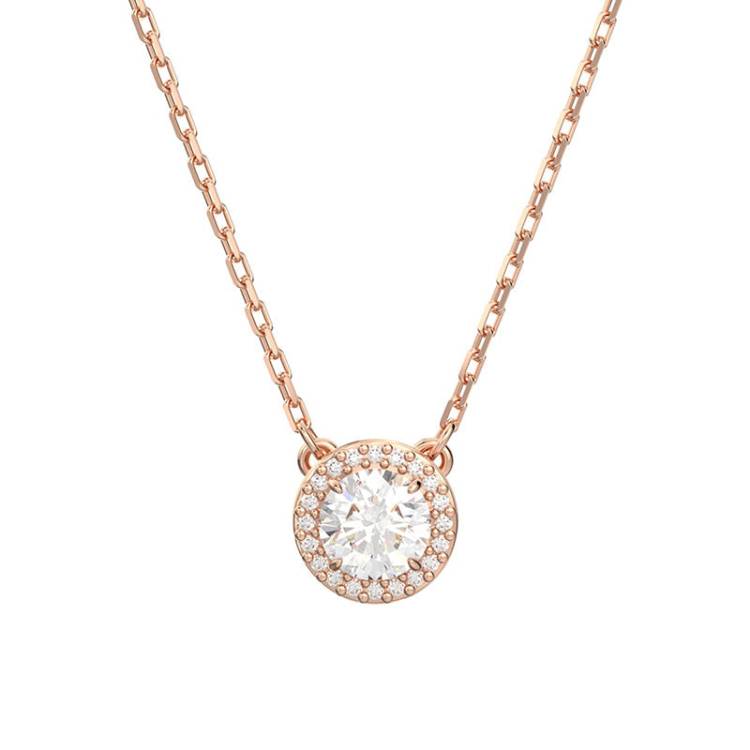 Swarovski Constella Rose Gold Tone Plated White Crystal Pave Pendant - Gold