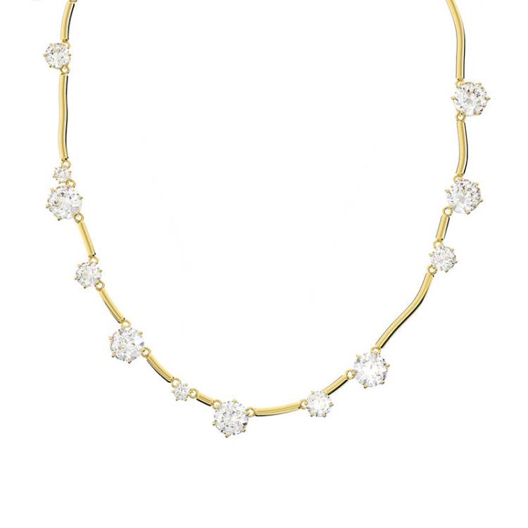 Swarovski Constella Rose Gold Tone Plated White Crystal Necklace - Gold