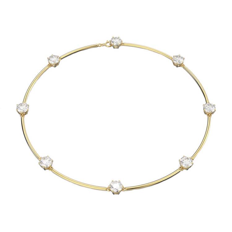 Swarovski Constella Rose Gold Tone Plated White Crystal Necklace L - Gold