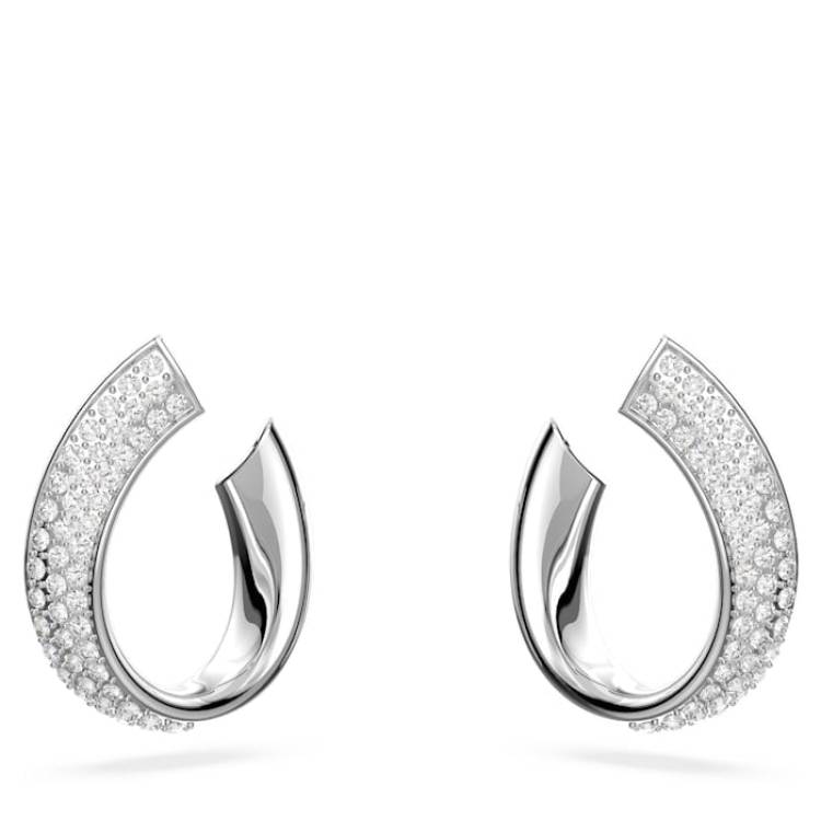 Swarovski Exist Rhodium Plated White Crystal Small Hoop Earrings