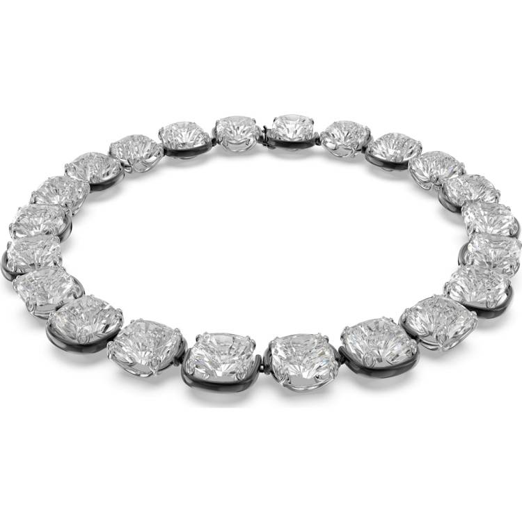 Swarovski Harmonia Mixed Metals White Cushion Cut Floating Crystals Choker Necklace - Medium