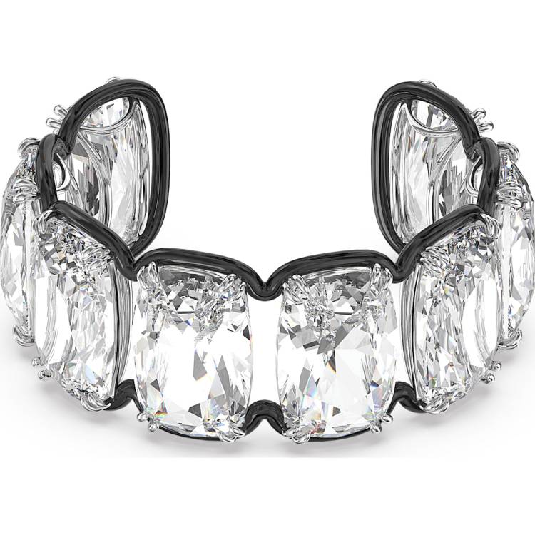 Swarovski Harmonia Mixed Metals White Oversized Floating Crystals Cuff Bangle - Medium