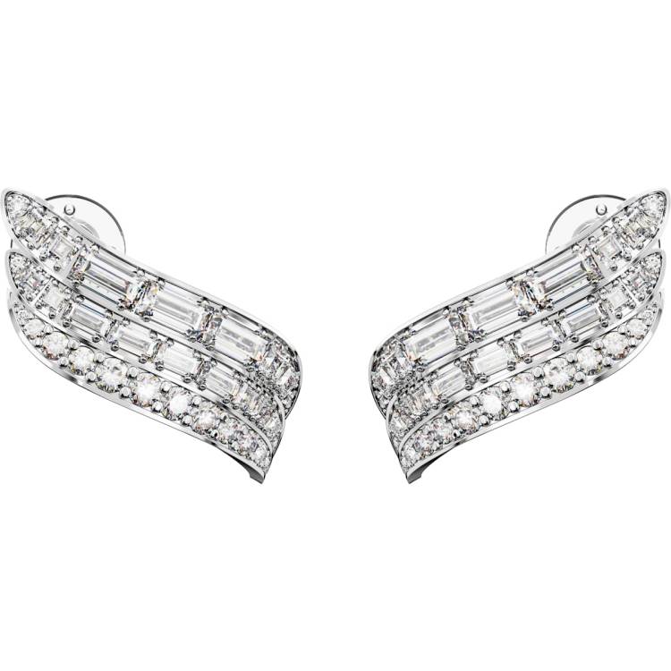 Swarovski Hyperbola Rhodium Plated White Crystal Mixed Cut Stud Earrings