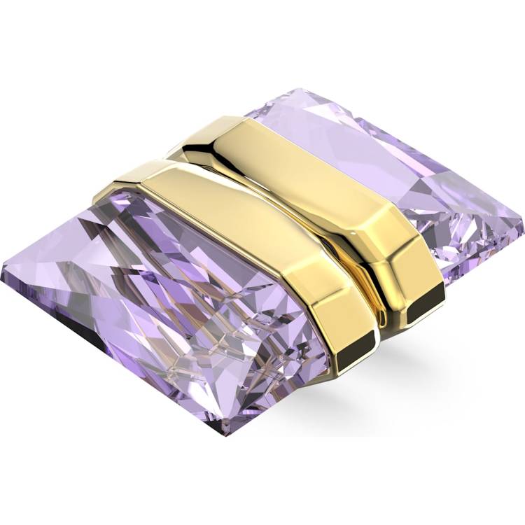 Swarovski Lucent Gold Tone Plated Purple Crystal Magnetic Single Ear Cuff Earring D - Silver