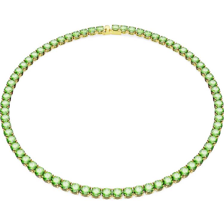 Swarovski Matrix Gold Tone Plated Green Crystal Tennis Necklace