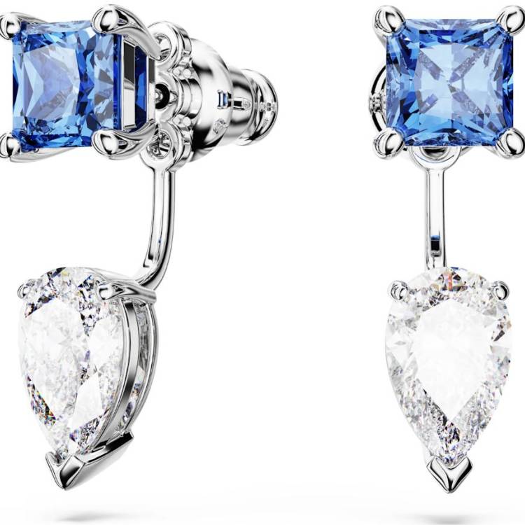 Swarovski Mesmera Rhodium Plated Blue Crystal Detachable Earrings