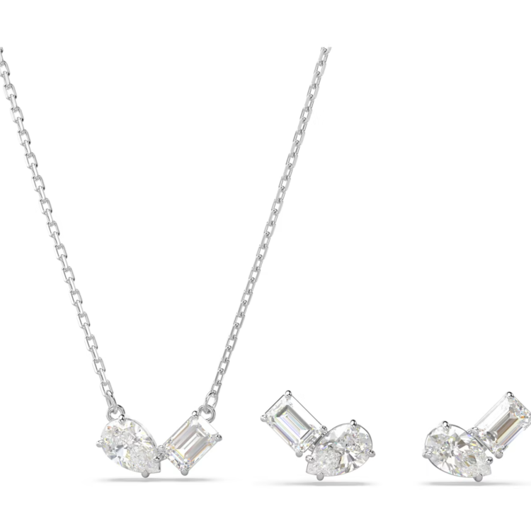 Swarovski Mesmera Rhodium Plated Mixed Cut White Crystal Set