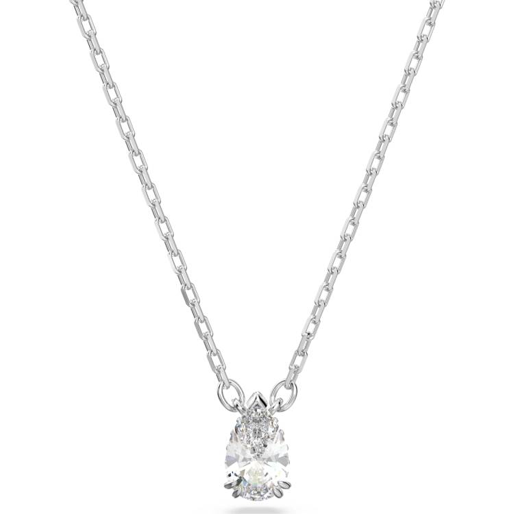 Swarovski Millenia Rhodium Plated White Crystal Pear Cut Necklace - Silver