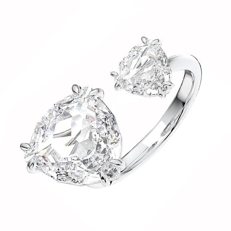Swarovski Millenia Rhodium Plated White Crystal Trilliant Cut Ring Size 55 - 55