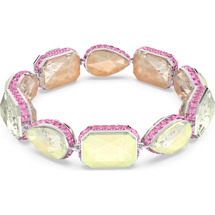 Swarovski Orbita Rhodium Plated Multicoloured Crystal Mixed Cuts Magnetic Bracelet - Silver
