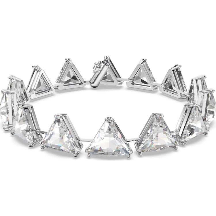 Swarovski Ortyx Rhodium Plated White Crystal Triangle Cut Bracelet - Medium