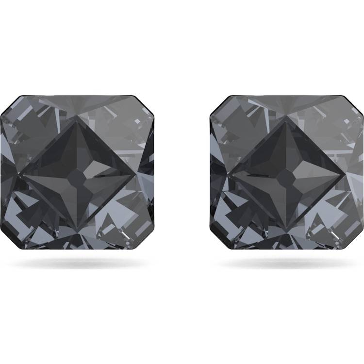 Swarovski Ortyx Ruthenium Plated Grey Crystal Pyramid Cut Stud Earrings - Silver