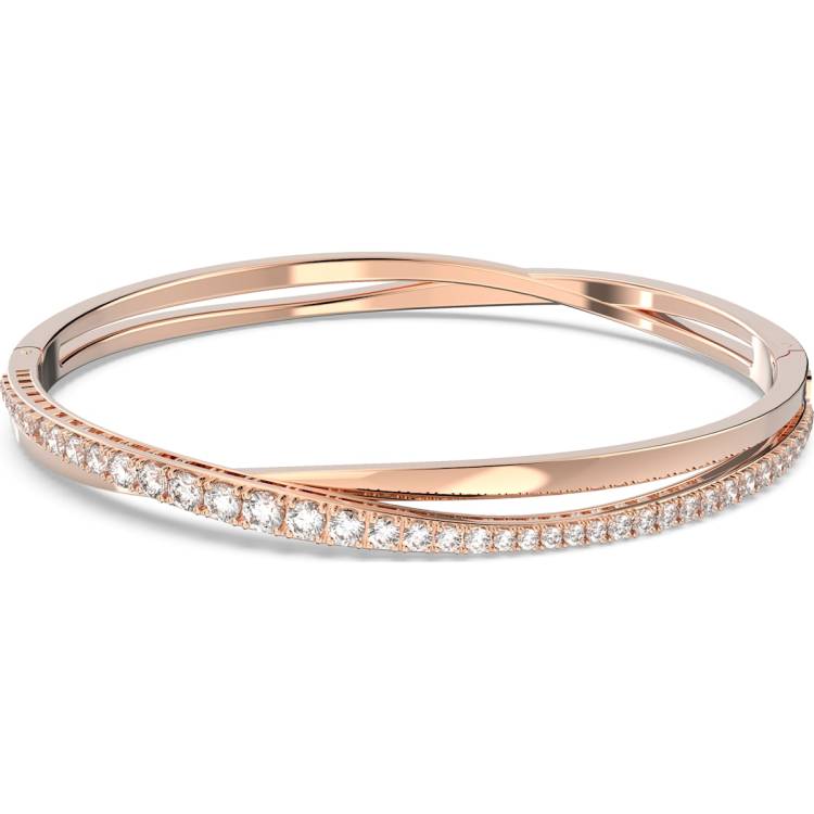 Swarovski Rose Gold Tone Plated White Crystal Twist Bracelet - Silver