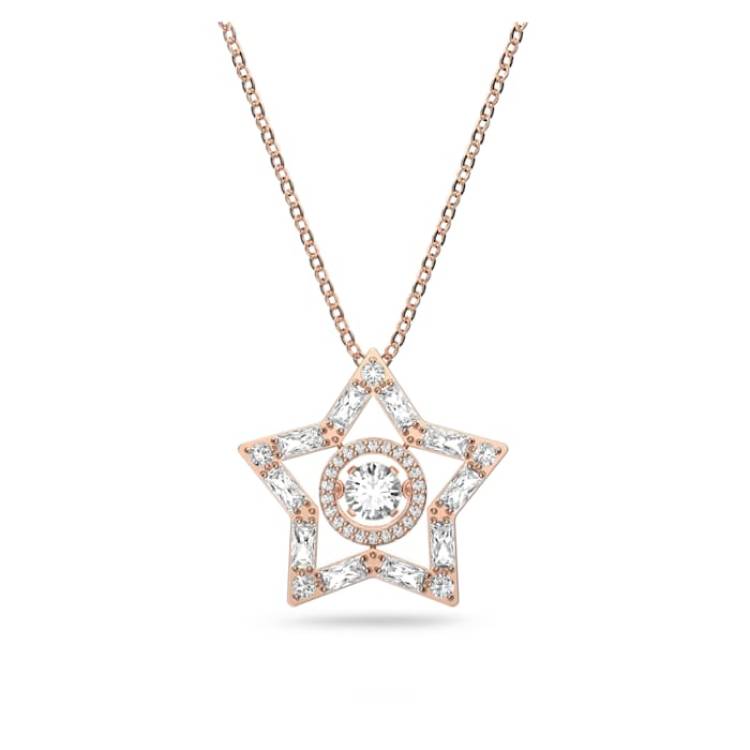 Swarovski Stella Rose Gold Tone Plated White Crystal Star Necklace