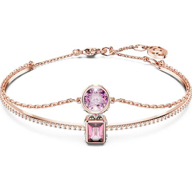 Swarovski Stilla Rose Gold Tone Plated Mixed Cut Pink Crystal Bracelet
