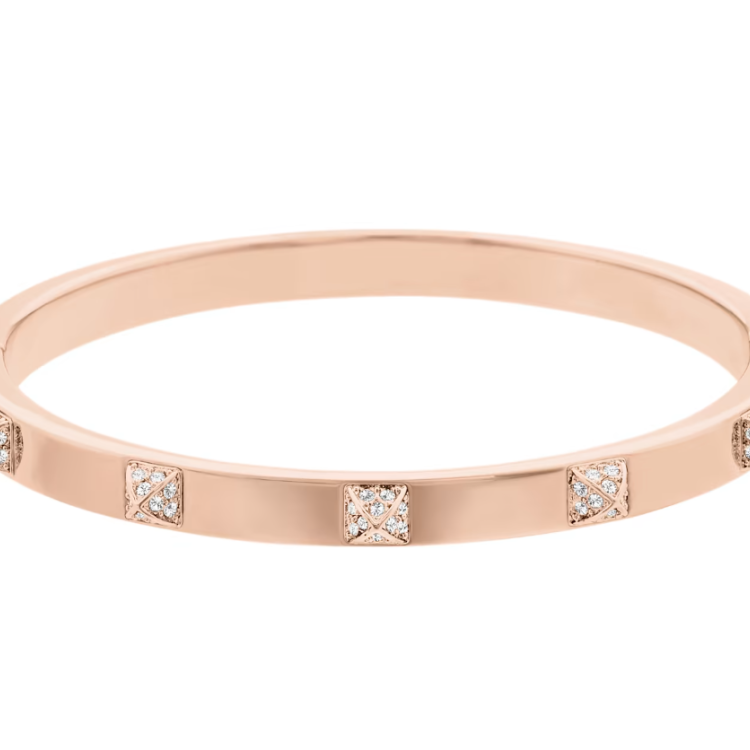 Swarovski Tactic Rose Gold Tone Plated White Crystal Bangle Size L