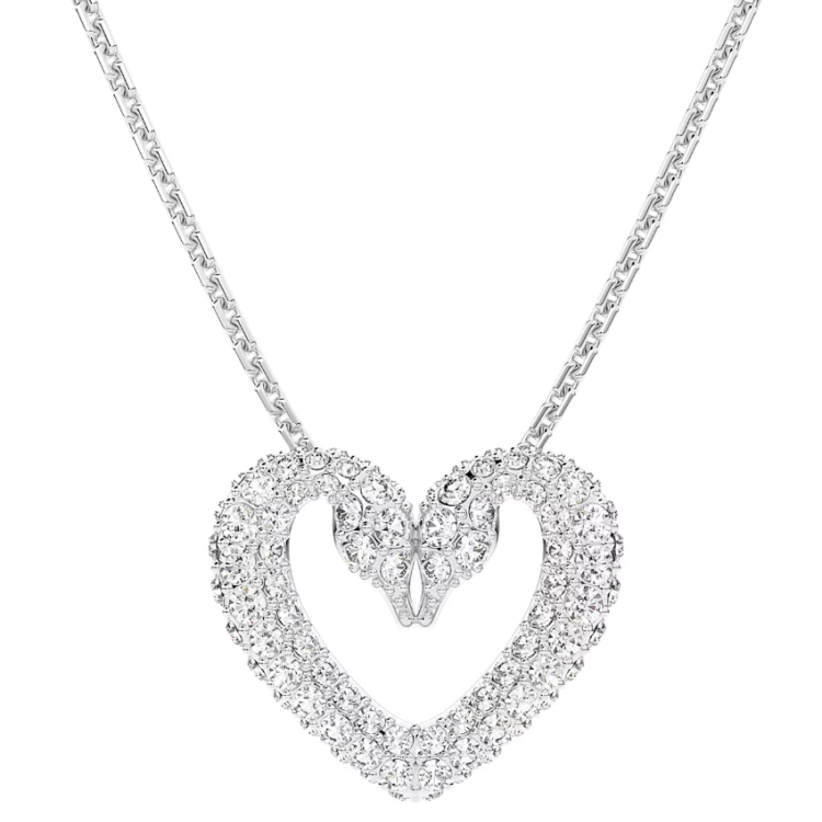Swarovski Una Rhodium Plated White Crystal Heart Pendant