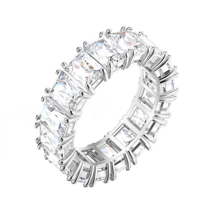 Swarovski Vittore Wide Rhodium Plated Ring - Size 55 - 55