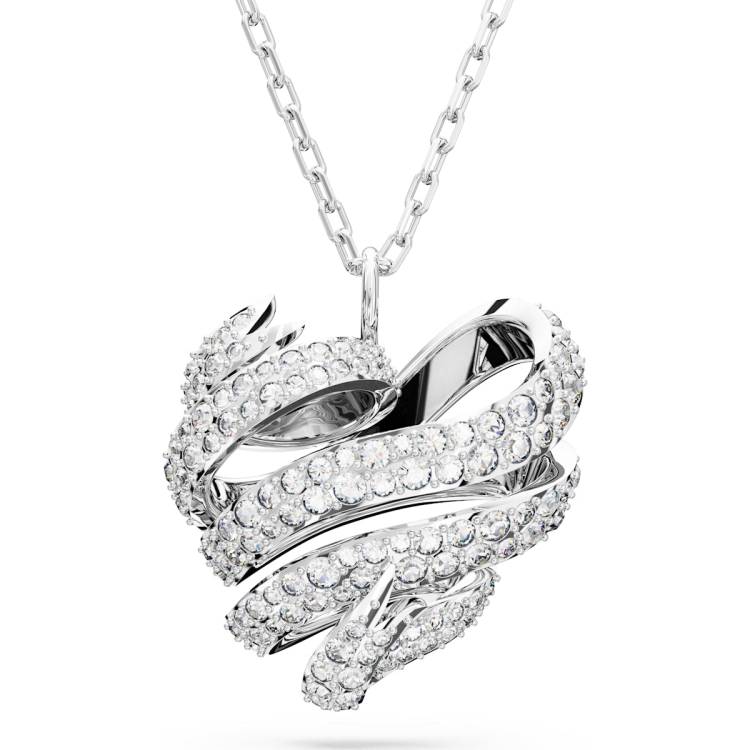 Swarovski Volta Rhodium Plated White Crystal Small Heart Necklace