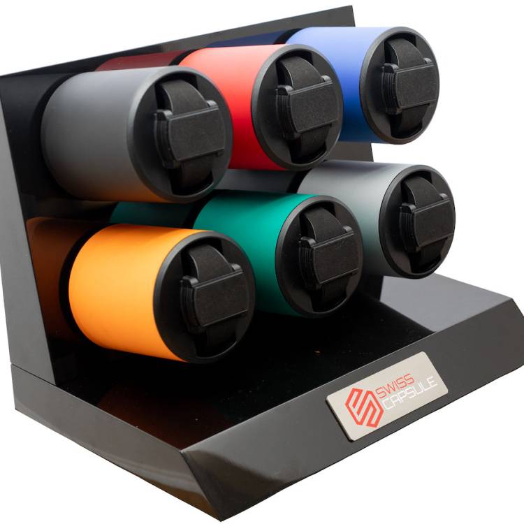 Swiss Capsule Watch Winder 6 Rack PR6 PC 001 - Black