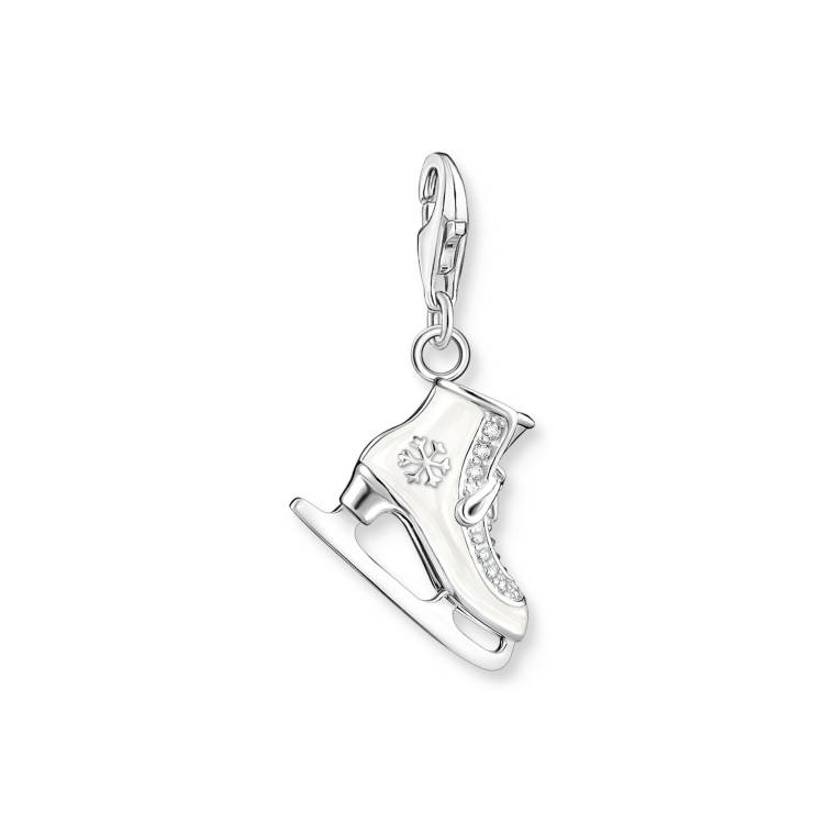 Thomas Sabo Charm Club Sterling Silver Ice Skate White Stones Charm - Silver