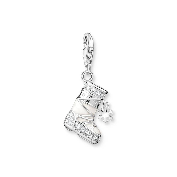 Thomas Sabo Charm Club Sterling Silver Snowshoe White Stones Charm - Silver