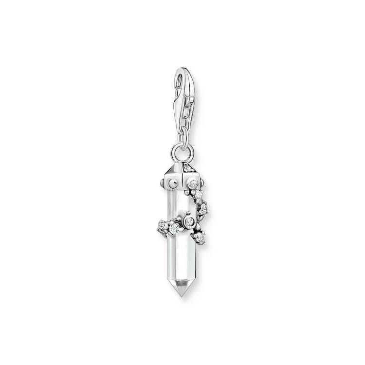 Thomas Sabo Charm Club Sterling Silver Milky Quartz White Stones Charm - Silver