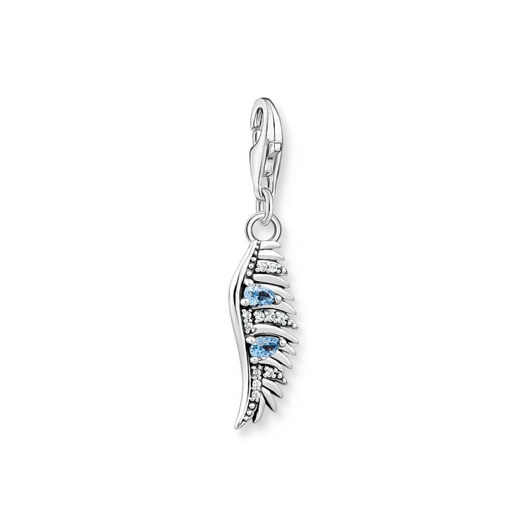 Thomas Sabo Charm Club Sterling Silver Phoenix Feather Blue Stones Charm - Silver