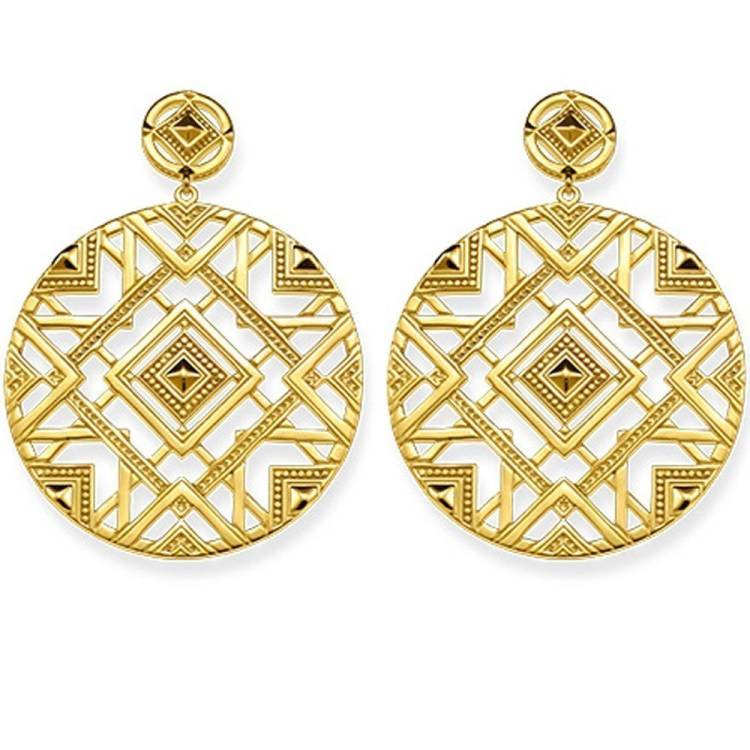 Thomas Sabo Africa Ornaments Gold Plated Sterling Silver Earrings D - Silver