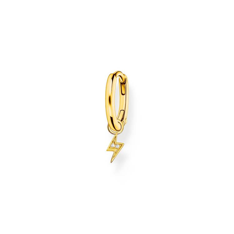 Thomas Sabo Charm Club Gold Plated Sterling Silver Flash Pendant Hoop Earring - Silver
