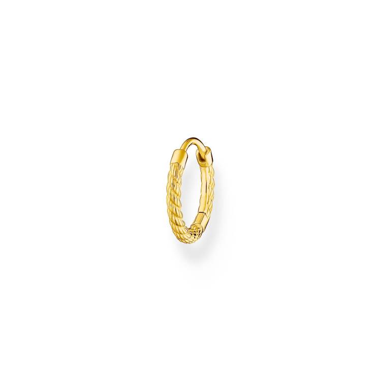 Thomas Sabo Charm Club Gold Plated Sterling Silver Rope Single Hoop Earring