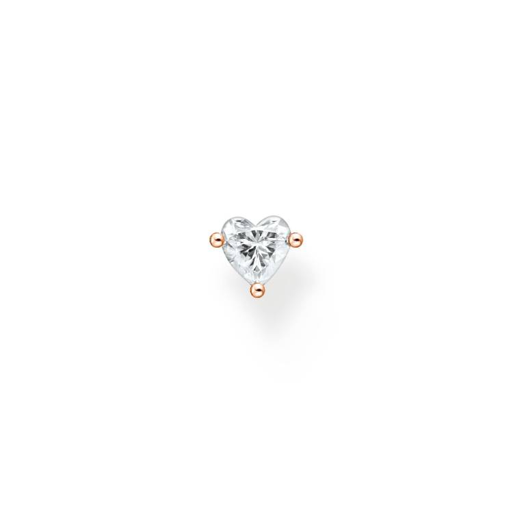 Thomas Sabo Charm Club Rose Gold Plated Sterling Silver Heart Ear Studs - Silver