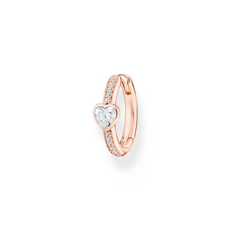 Thomas Sabo Charm Club Rose Gold Plated Sterling Silver Heart Hoop Earring - Silver