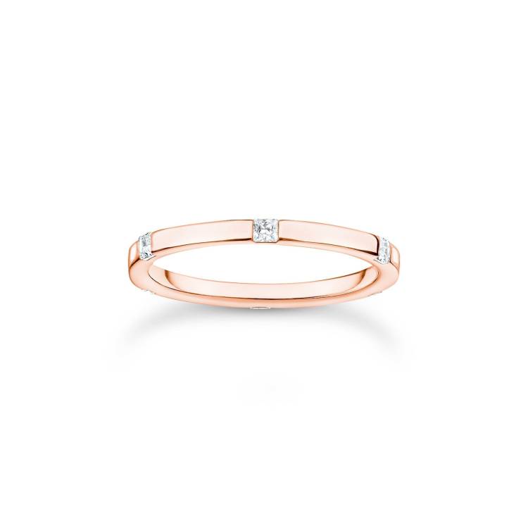 Thomas Sabo Charm Club Rose Gold Plated Sterling Silver Ring - 48