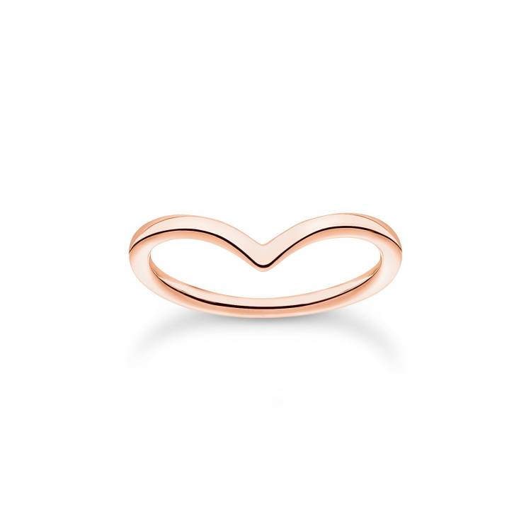 Thomas Sabo Charm Club Rose Gold Plated Sterling Silver V-Shape Ring - 54
