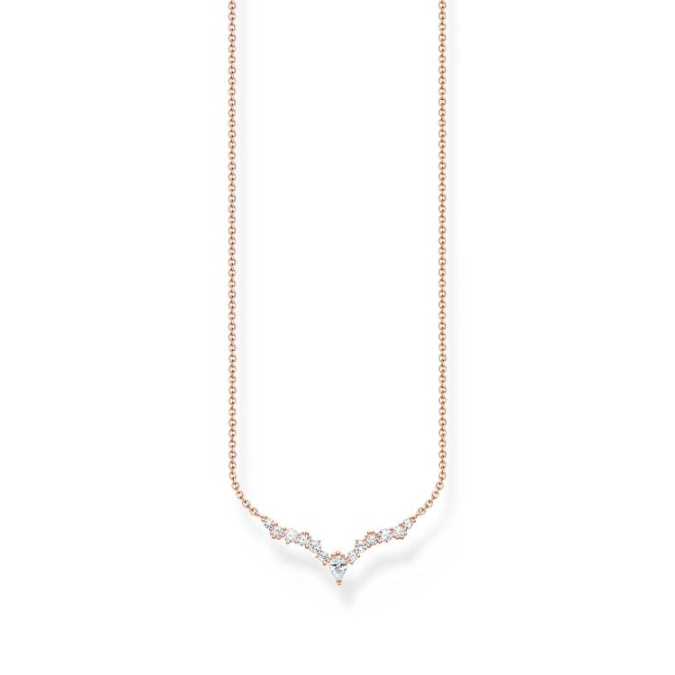 Thomas Sabo Charm Club Rose Gold Sterling Silver Ice Crystals Necklace - Silver