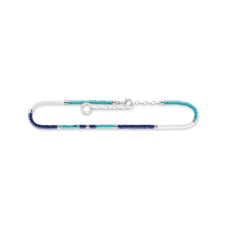 Thomas Sabo Charm Club Sterling Silver Blue Stones Anklet - Silver
