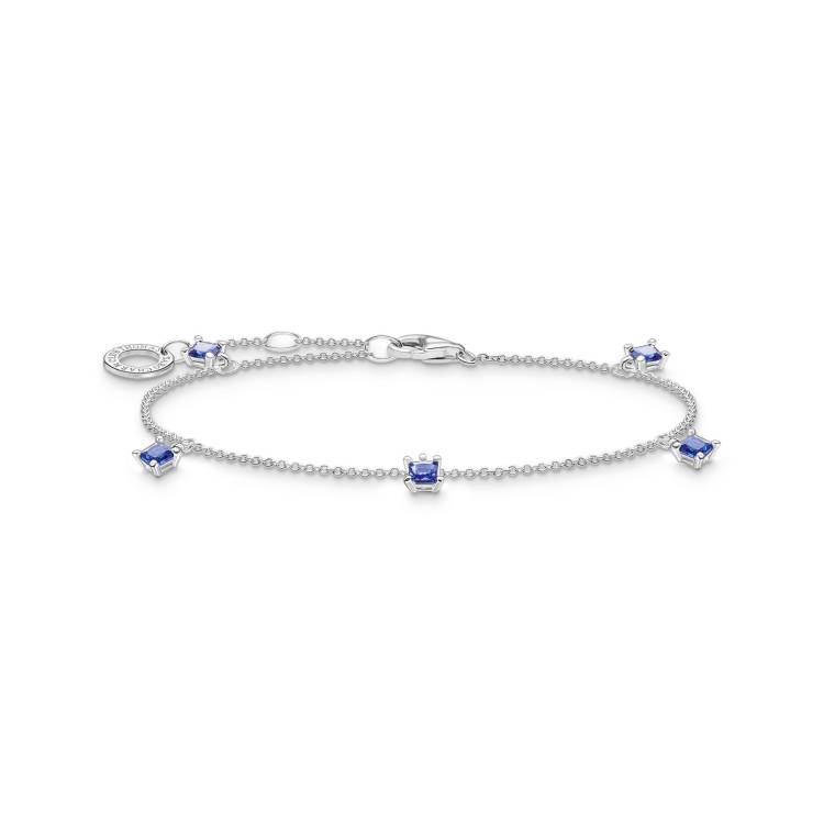 Thomas Sabo Charm Club Sterling Silver Blue Stones Bracelet - Silver