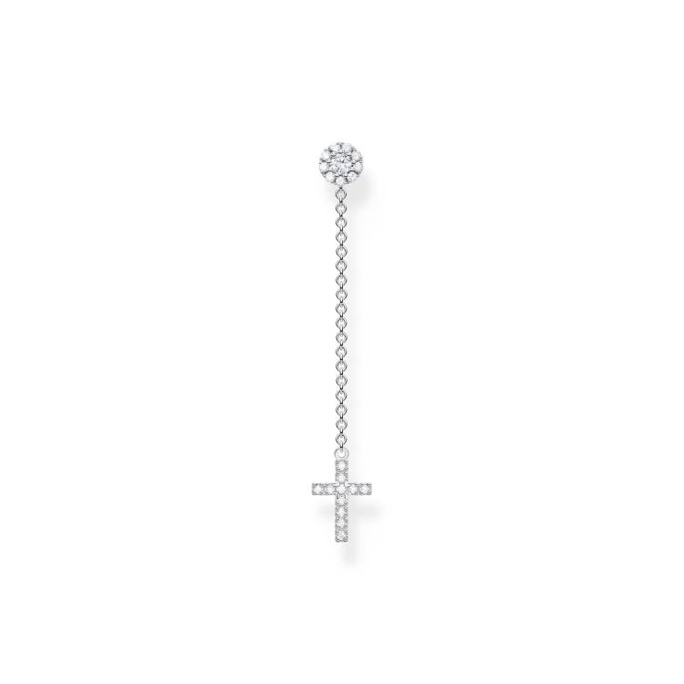 Thomas Sabo Charm Club Sterling Silver Cross Pendant Long Earring - Silver